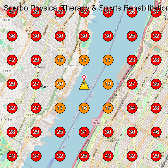 Scerbo Physical Therapy & Sports Rehabilitation GeoGrid visibility map for Chiropractor in North Bergen